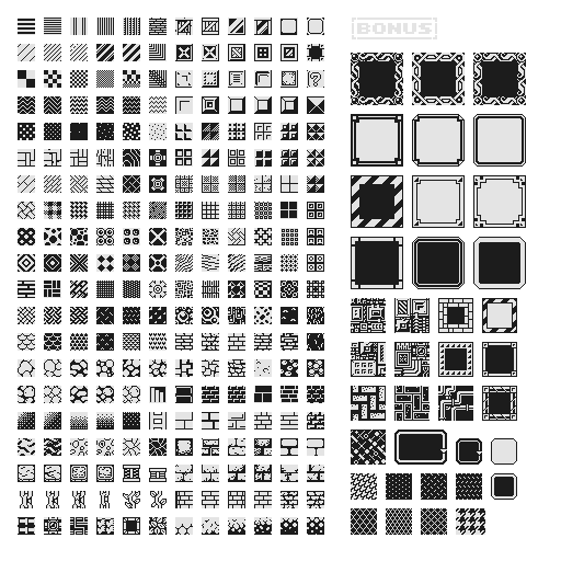 1bit黑白游戏图块纹理素材集