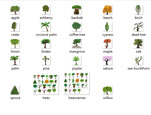 一个32*32像素游戏树木图片素材包