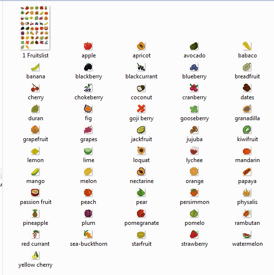 一组免费像素游戏水果和浆果图片素材资源