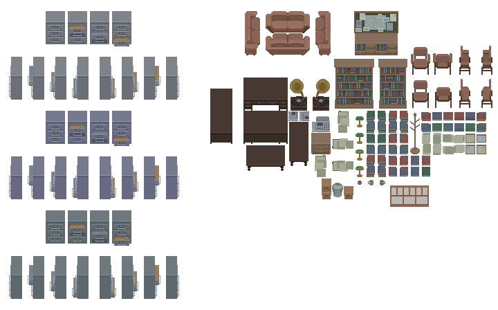 一个16bit的2D像素游戏办公室素材资源包