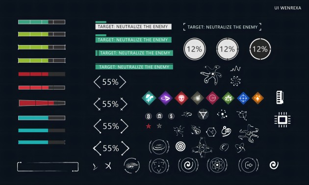 极简风格的2D图形用户界面GUI素材