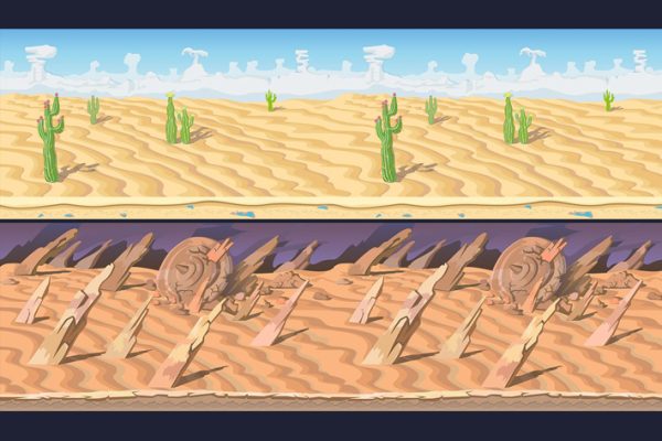 4个免费2D横向卷轴游戏沙漠背景素材