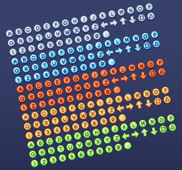 430个不同的2D像素游戏字母按钮图标素材