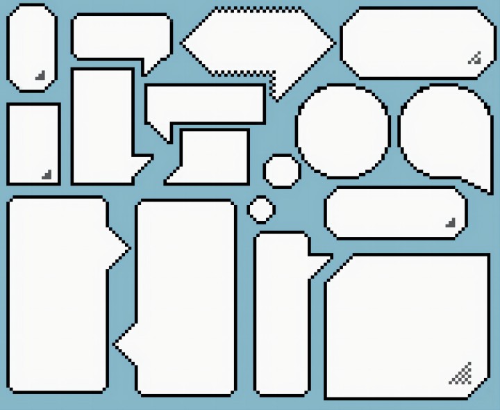 简单的2D像素游戏气泡对话框UI素材