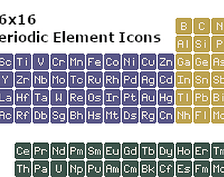 16*16的2D像素艺术元素周期表图标素材