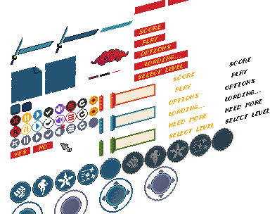 2D复古像素游戏NINJA用户界面UI素材