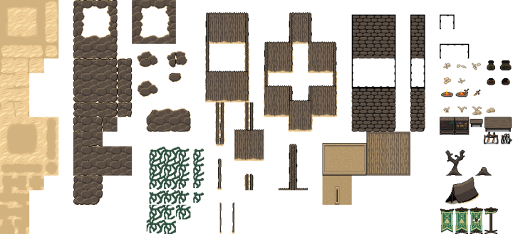 32*32的2D像素RPG游戏沙漠地砖素材
