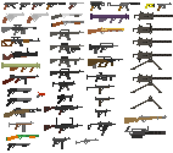 一组2D像素的军械库武器枪支图片素材