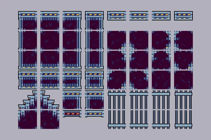 一组2D像素游戏监狱资产素材