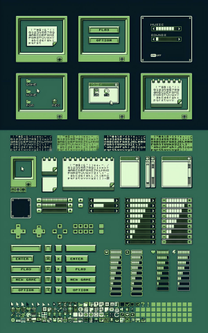 一组像素游戏用户界面UI资产素材