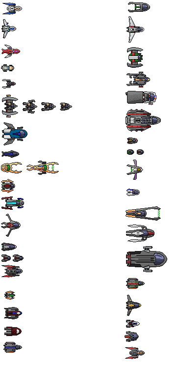 一组免费的2D像素宇宙飞船资产素材