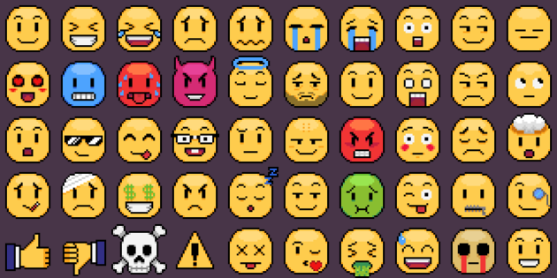 复古的2D像素emoji表情资产素材