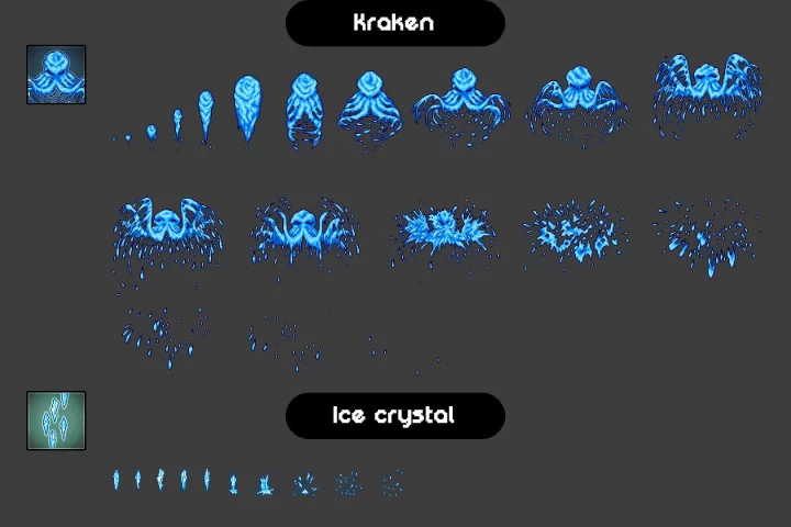 10个像素水系元素魔法动画特效素材