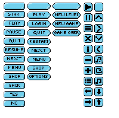 一组像素用户界面UI按钮素材