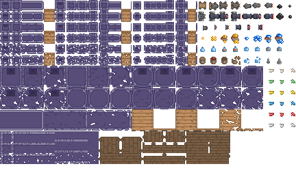 自上而下的2D像素游戏海盗堡垒图块集素材