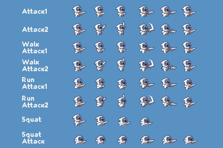 3个免费的像素游戏近战攻击迷你英雄人物动画素材