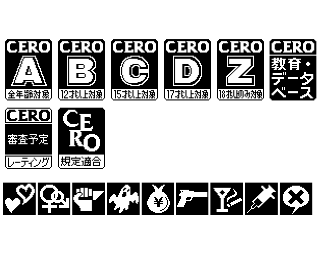 中国/日本/欧洲电子游戏内容分级系统像素图片素材