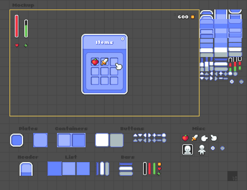 复古像素游戏图形界面GUI模板制作器素材