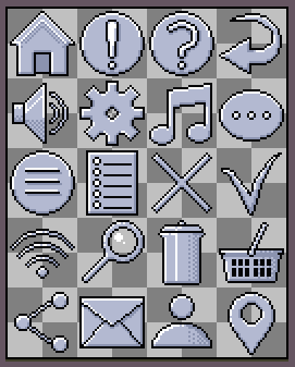 简单的复古像素UI菜单图标素材