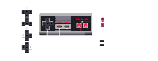完整的像素任天堂NES控制器动画素材