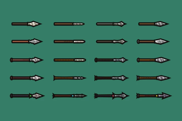40个中世纪2D角色扮演游戏长矛武器素材