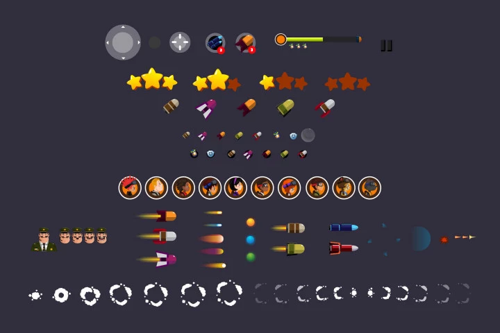 可爱的2D太空冒险射击游戏素材套件