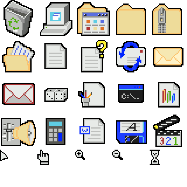 复古的像素系统桌面UI图标素材