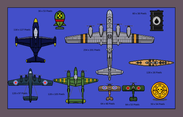 一组像素二次世界大战飞机素材
