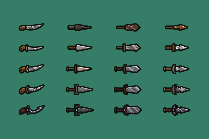 40个2D中世纪武器匕首素材