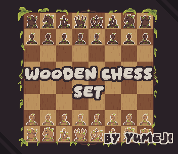 32*32的免费像素木制国际象棋资产素材
