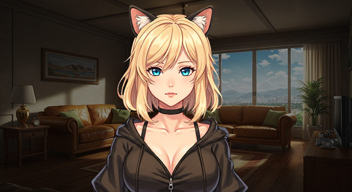 免费视觉小说金发猫女郎角色素材