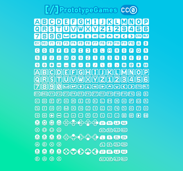 16*16的小型像素游戏控制器输入图标素材
