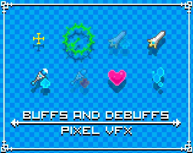 一组像素游戏BUFF和DEBUFF技能动画特效素材