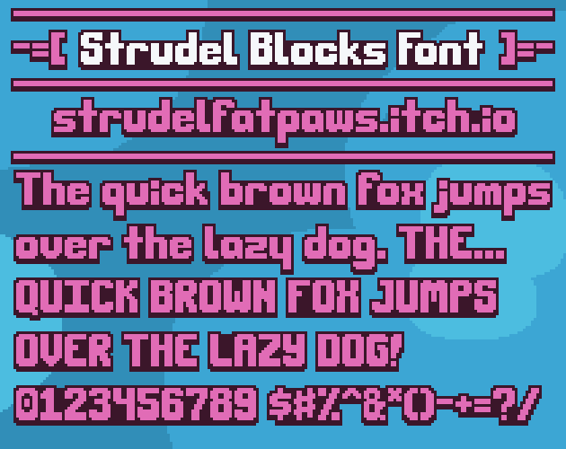 免费使用的粗体块状Strudel Blocks像素字体素材