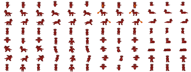免费的4种元素像素西方龙动画素材