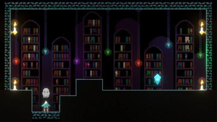 精美的视差效果像素闹鬼图书馆背景图片素材