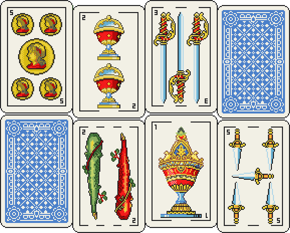 经典的像素西班牙卡牌游戏素材