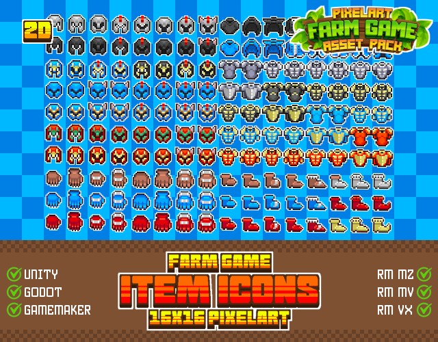 1300+的16*16像素农场游戏物品图标素材
