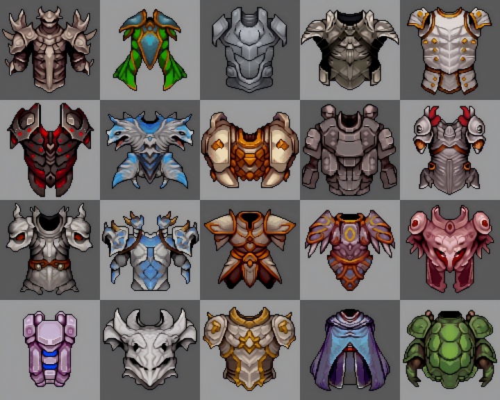 20个AI辅助生成的像素胸部护甲图标素材4