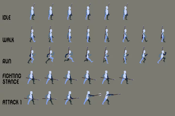 免费奇幻中世纪像素角色原型模板动画素材6