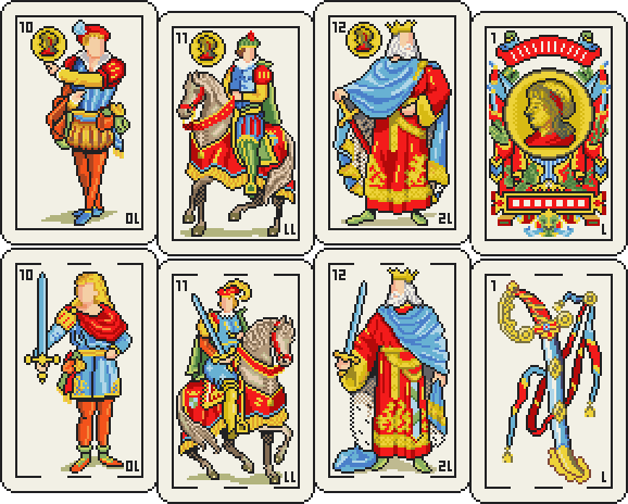 经典的像素西班牙卡牌游戏素材