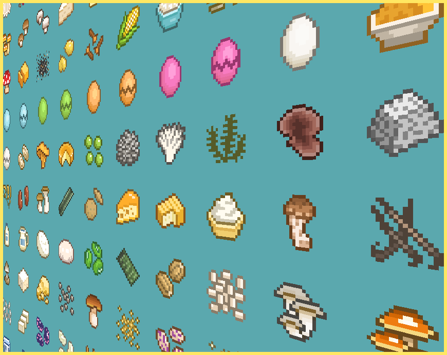 99种不同的像素食物和成分图标素材