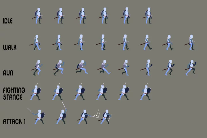 免费的奇幻中世纪像素角色原型动画素材