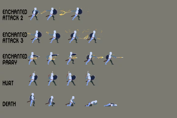 免费的奇幻中世纪像素角色原型动画素材