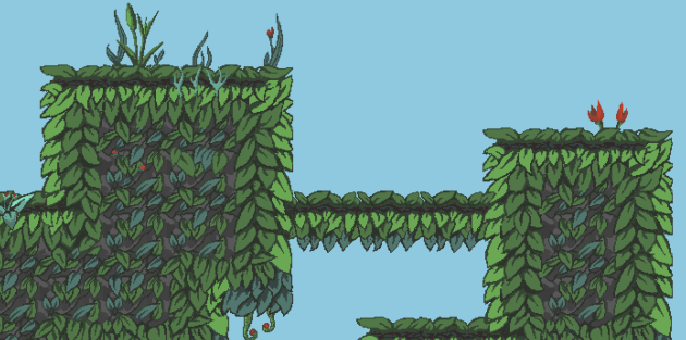 64*64的像素平台游戏丛林图块集素材