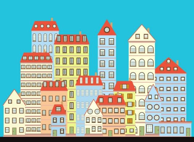 12栋免费的2D欧洲风格经典房屋建筑素材