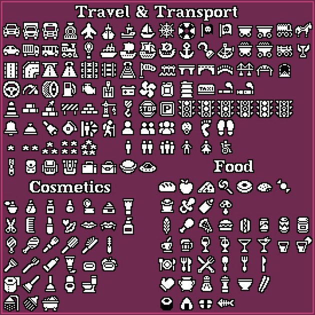 1300个手工制作16*16的1bit像素图标素材