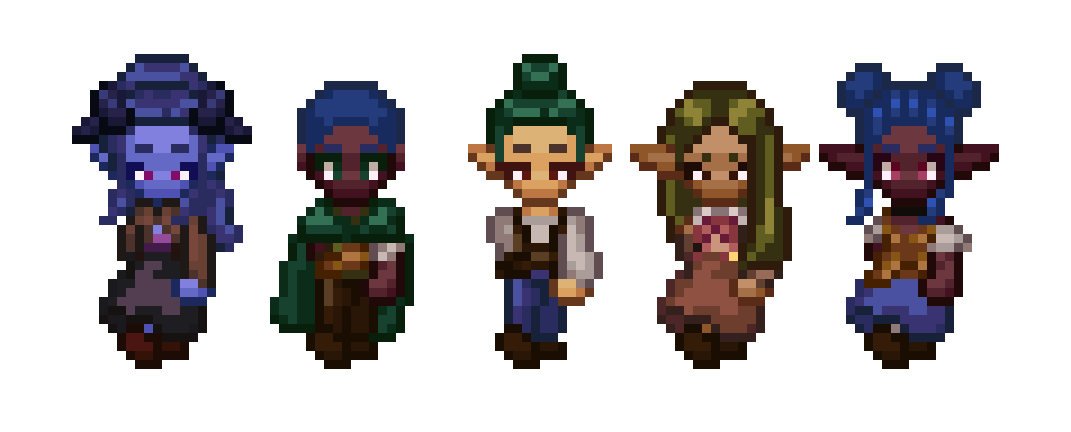 10个免费的四向行走奇幻像素NPC角色动画素材