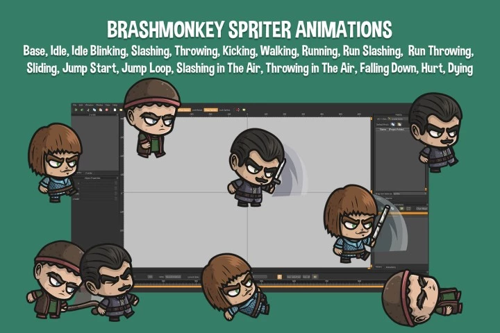 3个矢量卡通2D大头男性城镇公民角色动画素材