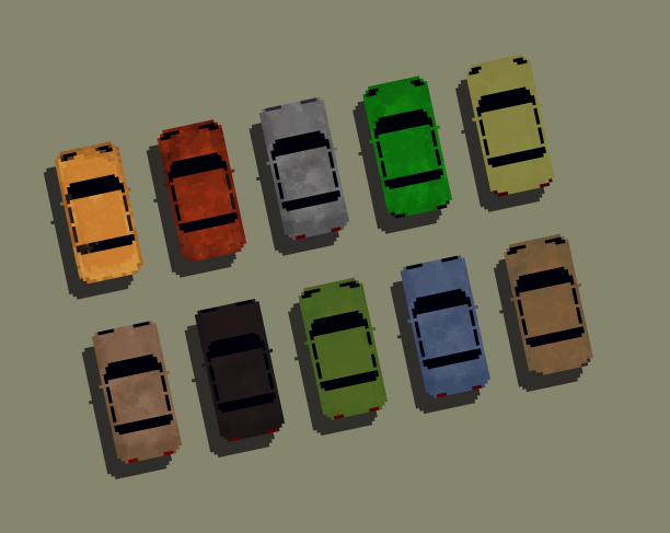 10辆简单的像素汽车素材